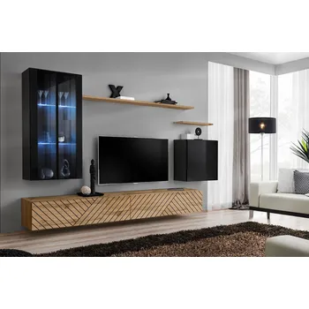 Obývací stěna Obývací stěna RIONATA 12 - černá / dub wotan