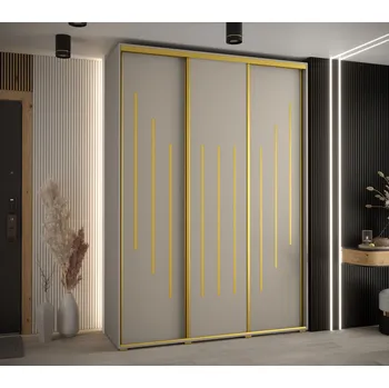 Šatní skříň Šatní skříň INDIRA 8 - 170/45 cm, kašmír / zlatá