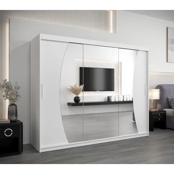 Šatní skříň Skříň s posuvnými dveřmi SIMONA - 250 cm, bílá