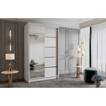 Šatní skříň Šatní skříň se zrcadlem MILINA - 100 cm, bílá