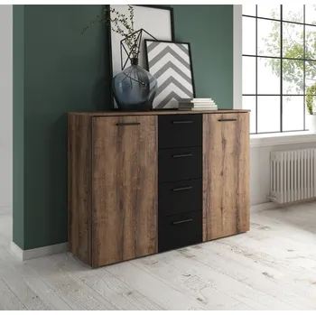 Komoda Kombinovaná komoda CROWEL - dub monastery / černá