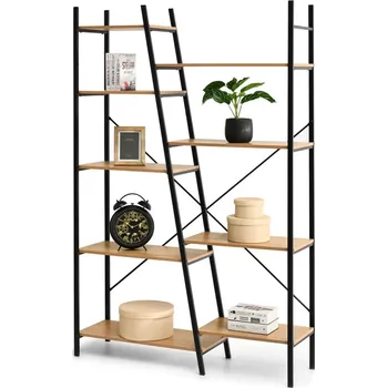 regál Široký policový regál MIHAS - dub / černý