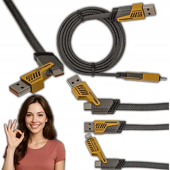 Datový kabel RYCHLÝ NABÍJECÍ KABEL 4v1 USB-A, USB-C A LIGHTNING V JEDNOM PRAKTICKÉM PROVEDENÍ