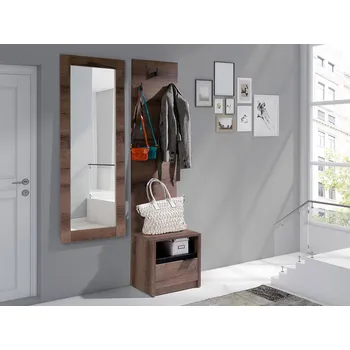 Předsíňová stěna Nábytek do předsíně PEORIA - dub monastery / lesklý černý