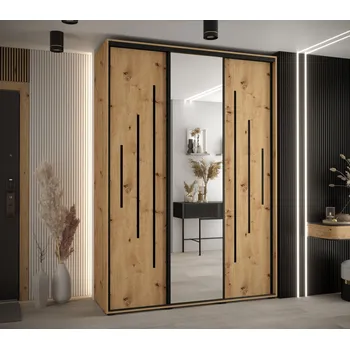 Šatní skříň Šatní skříň YVONA 13 - 180/45 cm, dub artisan / černá