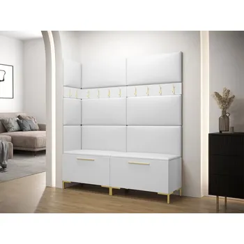 Předsíňová stěna Předsíňová stěna s čalouněnými panely ANDORA 6 - bílá / bílá ekokůže