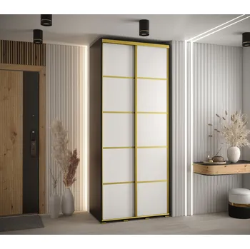 Šatní skříň Šatní skříň YVONA 4 - 120/45 cm, černá / bílá / zlatá
