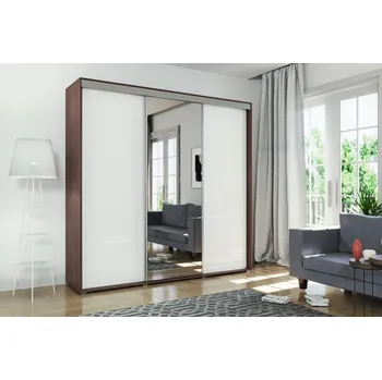 Šatní skříň Šatní skříň 278/215 MATEO se zrcadlem - čokoláda / bílá