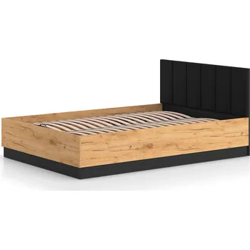 Postel Manželská postel 140x200 MING s úložným prostorem - dub craft zlatý / černá