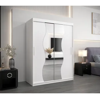 Šatní skříň Šatní skříň se zrcadly ULRIKA - šířka 150 cm, bílá