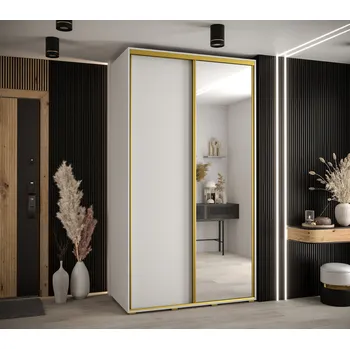 Šatní skříň Šatní skříň ASIRI 3 - 130/60 cm, bílá / zlatá