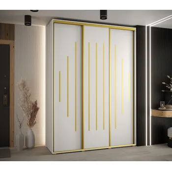 Šatní skříň Šatní skříň ASIRI 12 - 180/45 cm, bílá / zlatá