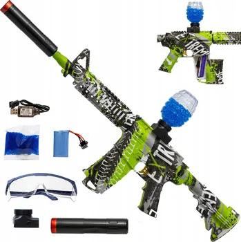 Gelová pistole Loreho M4 graffiti zelená 75 cm