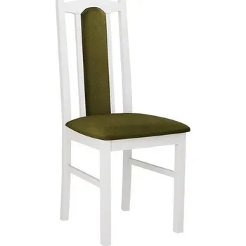 Jídelní židle Čalouněná židle do kuchyně EDON 7 - bílá / tmavá olivová