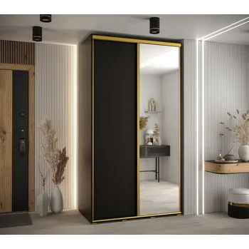 Šatní skříň Šatní skříň ASIRI 3 - 130/60 cm, černá / zlatá