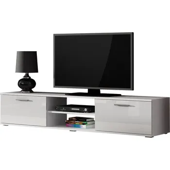 Televizní stolek TV stolek KARA 2 - bílý / lesklý bílý