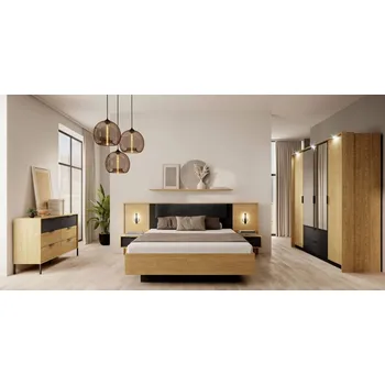 Ložnicová sestava VENETI BRENT dub baltic / černá