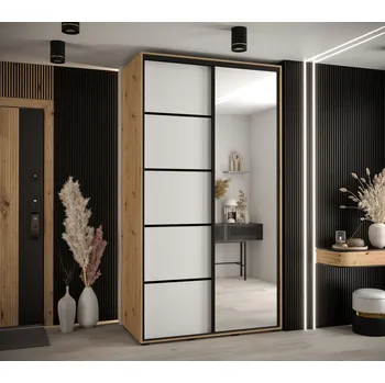 Šatní skříň Šatní skříň YVONA 5 - 140/60 cm, dub artisan / bílá / černá