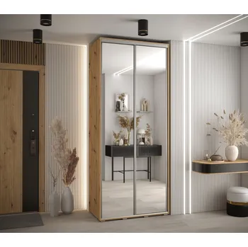 Šatní skříň Šatní skříň YVONA 2 - 120/45 cm, dub artisan / stříbrná