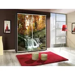 Vysoká šatní skříň 155 cm s potiskem DANUBE 13 - kaštan wenge