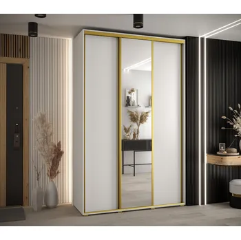 Šatní skříň Šatní skříň YVONA 3 - 150/45 cm, bílá / zlatá