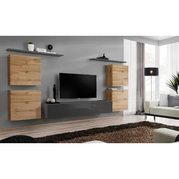 Obývací stěna Stěna do obývacího pokoje RIONATA 4 - dub wotan / grafit