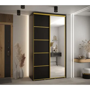 Šatní skříň Šatní skříň YVONA 5 - 130/45 cm, černá / zlatá