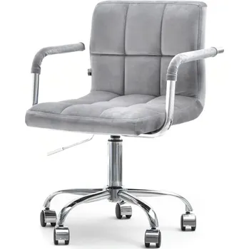 Čalouněná otočná židle NASMA - šedá / chrom