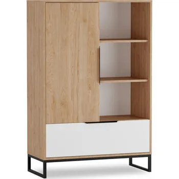 regál Stojící regál DARCY - hikora / matný bílý