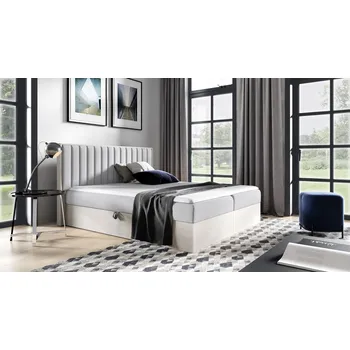 Postel Kontinentální postel 140x200 CHANTELLE 4 - nordic teak / světle šedá 1 + topper ZDARMA