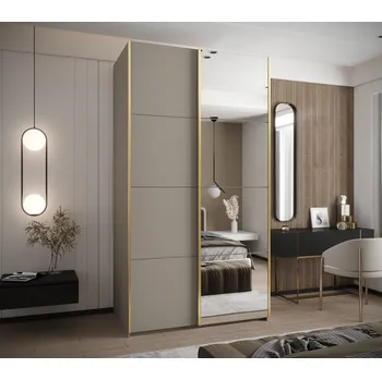 Šatní skříň Dvoudveřová skříň SAMARA 3 - 140 cm, kašmír / zlatá