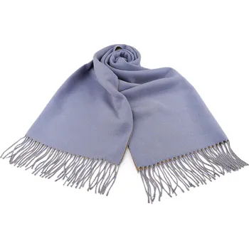 Šála Zimní šála / pléd s třásněmi 70x180 cm, střední, 5 modrá světlá béžová