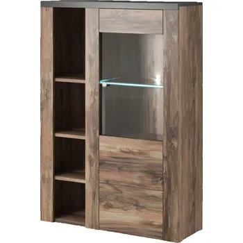 Policová skříň Policová skříňka s dvířky LEONOR - satin nussbaum / touchwood