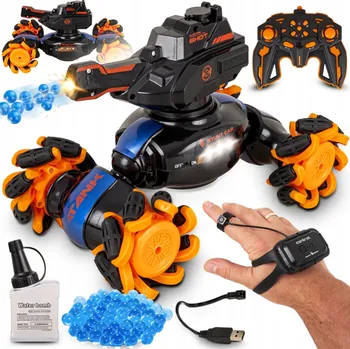 RC model auta TANK AUTO NA DÁLKOVÉ OVLÁDÁNÍ S DĚLEM NA GELOVÉ KULIČKY 4x4 OVLÁDÁNÍ PILOTEM A GESTY