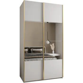 Šatní skříň Dvoudveřová skříň SAMARA 4 - 140 cm, bílá / zlatá
