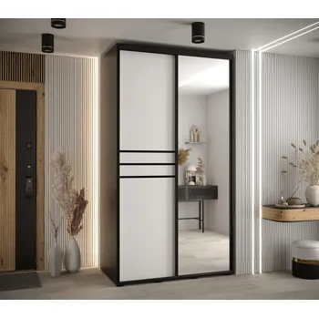 Šatní skříň Šatní skříň ASIRI 11 - 130/60 cm, černá / bílá / černá