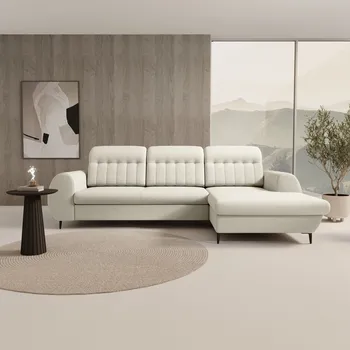 Sedací souprava Rozkládací sedačka s úložným prostorem ORILLIA - světlá béžová, pravý roh