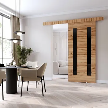 Interiérové dveře Posuvné dveře BARRET 8 - 106 cm, dub wotan / černé