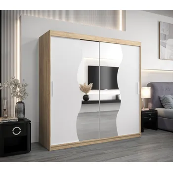 Šatní skříň Šatní skříň ROZALIE - šířka 200 cm, dub sonoma / bílá