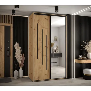 Šatní skříň Šatní skříň YVONA 9 - 140/60 cm, dub artisan / černá