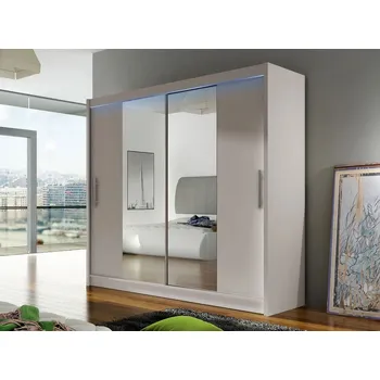 Šatní skříň Šatní skříň 180 cm se zrcadlem a LED osvětlením FLORENCIO 2 - kašmír