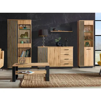 Obývací stěna Nábytek do obývacího pokoje MILAGRA 4 - dub wotan / černý