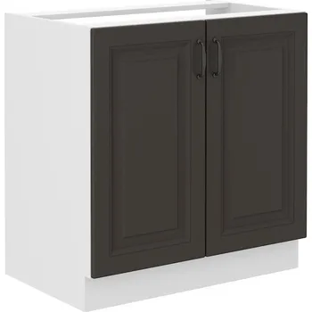 Kuchyňská linka Dřezová skříňka SOPHIA - šířka 80 cm, tmavě šedá / bílá