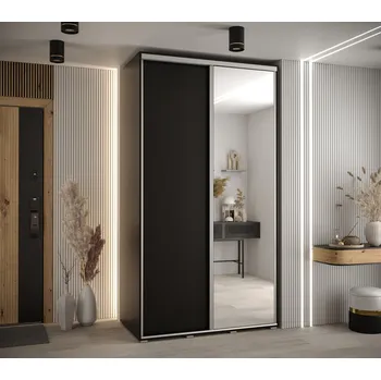 Šatní skříň Šatní skříň YVONA 3 - 140/60 cm, černá / stříbrná