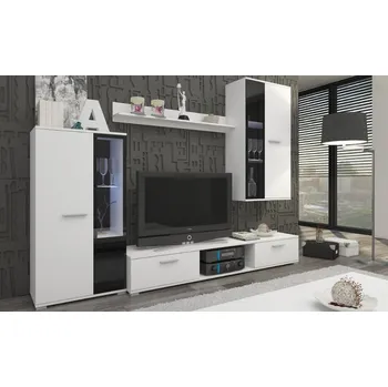 Obývací stěna Nábytek do obýváku s osvětlením SANA - bílý