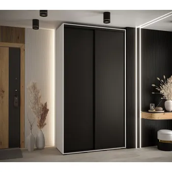 Šatní skříň Šatní skříň ASIRI 1 - 140/60 cm, bílá / černá / černá