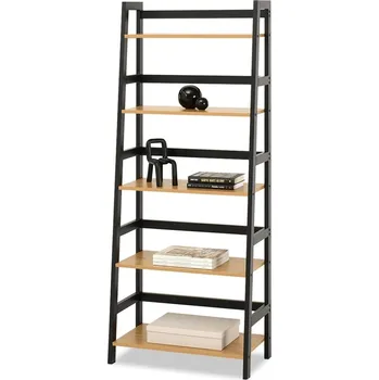 regál Vysoký policový regál KELAN - černý / dub