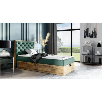 Postel Kontinentální postel 90x200 CHANTELLE 3 MINI - dub wotan / zelená + topper ZDARMA