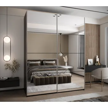 Šatní skříň Dvoudveřová skříň SAMARA 2 - 190 cm, černá / stříbrná