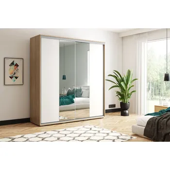 Šatní skříň Šatní skříň 150/245 JESICCA se zrcadlem - dub sonoma / bílá